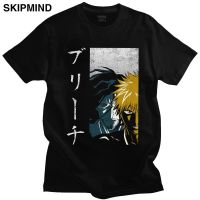 Anime Bleach T Shirts Men Short Sleeve Pure Cotton Tee Crew Neck Casual Ichigo Kurosaki Anime Manga Shinigami T-shirt Merch Gift XS-6XL