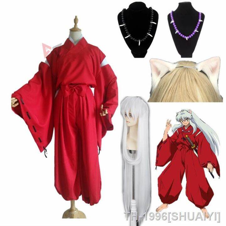 shuaiyi-อะนิเมะ-inuyasha-คอสเพลย์-fantasia-carnaval-do-dia-das-bruxas-arthur-curry-quimono-vermelho-extravagante-orelhas-headwear-peruca-colar-personalizado-novo