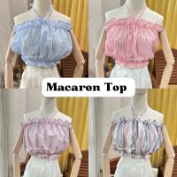 SDS?Macaron Top เสื้อเกาะอกคล้องคอ แต่งระบายชายบนล่าง งานฮิต น่ารัก ผ้าดีมาก ใส่ไปทะเล