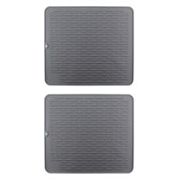 【Ready Stock&amp;COD】2X Large Silicone Placemat Dish Drying Kitchen Table Drain Mat Sink Non-Slip Pad Durable Pot Holder Cup Coaster Gray