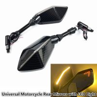 Universal 10Mm Motorcycle With LED Light Rearview Mirror  Rear View Mirrors Housing Side Mirror FOR BMW R1200gs R1200GS R1200RT