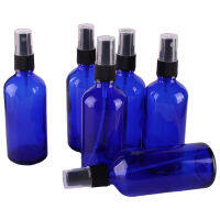 6pcs 100ml Cobalt Blue Glass Spray Bottle w Black Fine Mist Sprayer essential oil bottles empty cosmetic containers