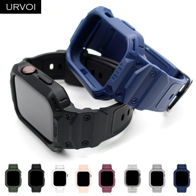 สาย URVOI สำหรับนาฬิกา Apple เคส TPU Ultra Series 8 7 6 SE 5 4สายรัดสำหรับ IWatch สายป้องกันเต็มรูปแบบนาฬิกาข้อมือป้องกันการกระแทกนิ่มหัวเข็มขัด CarterFa