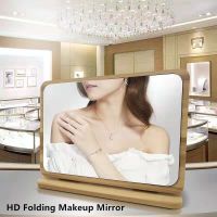 Wooden Desktop Makeup Mirror HD Folding Single-sided Makeup Beauty Mirror Oversized Desktop Mirror Mirrors