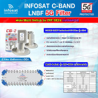 infosat LNB C-Band 5G 2จุด รุ่น CG-2 + INFOSAT Multi Switch รุ่น INF-3X24 มัลติสวิทซ์ (เข้า3ออก24)