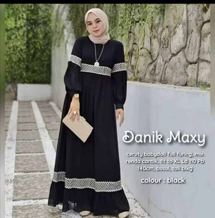 gamis terbaru 2022 kekinian gamis ceruty baby doll full furing ukuran