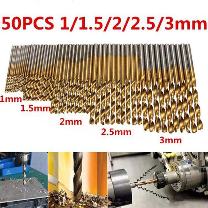 ชุดดอกสว่านขนาดเล็ก-ไฮสปีด-hss-เคลือบไทเทเนี่ยม-ขนาด-1-3-mm-50-pcs