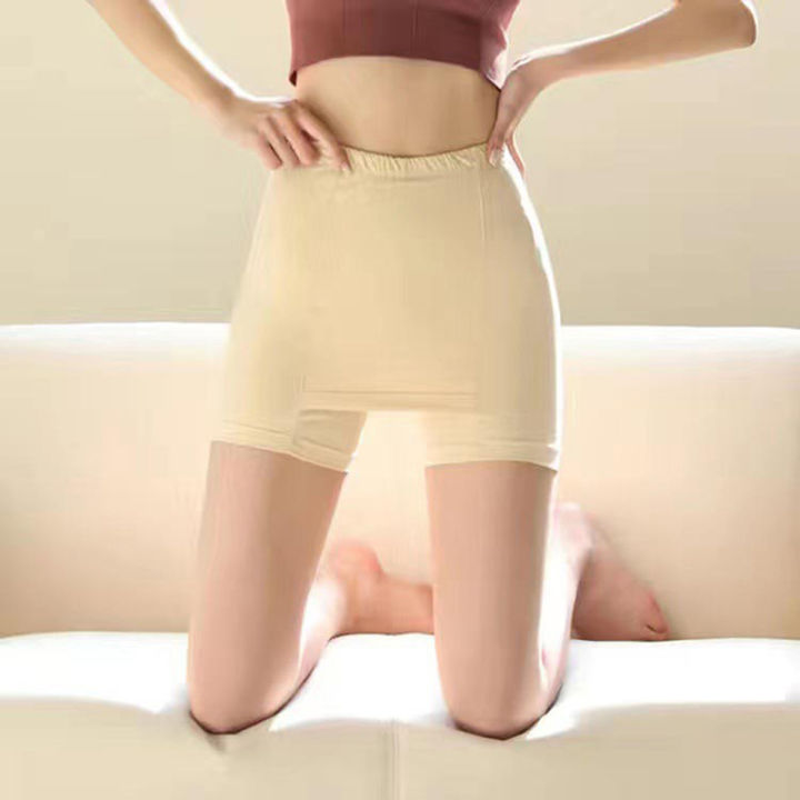 shenghao-กางเกงบ็อกเซอร์เอวสูงผ้าไหมน้ำแข็งสำหรับผู้หญิงกระโปรงไร้รอยต่อสองชั้นทรงสลิมฟิต