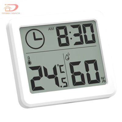นาฬิกาติดผนังดิจิตอล3.2นิ้วเครื่องวัดความชื้นบอกเวลาจอแสดงผลอุณหภูมิ LCD สำหรับห้องนอนเด็กในร่ม