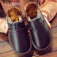 LCIZRONG หนังรองเท้าแตะสำหรับชายฤดูหนาว Warm Plush รองเท้าแตะห้องนอนของแท้หนัง Unisex ผู้ชายผู้หญิง House ในร่ม Shoes