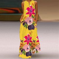 COD DSFGRDGHHHHH 3D Print Maxi Long Dress Summer Holiday Beach Casual Elegant Vintage Dresses Woman 2022 Party V Neck Sleeveless Long Dress Women