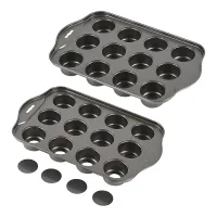 2 Pack Mini Muffin Cheesecake Pan with Removable Bottom, 12 Cavity Nonstick Cupcake Pan