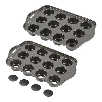 2 Pack Mini Muffin Cheesecake Pan with Removable Bottom, 12 Cavity Nonstick Cupcake Pan