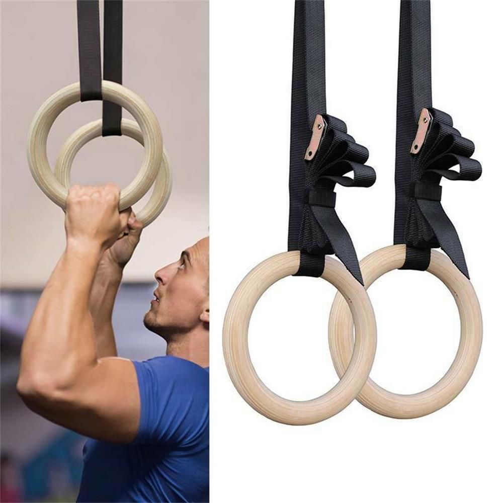 Fitness Home Gym Gymnastic Rings with Straps Gym Strength Training Pull Up 400KG 