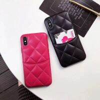 เหมาะสำหรับหนังแกะรูปสี่เหลี่ยมขนมเปียกปูน 14max เคสมือถือแอปเปิ้ล 11 การ์ดเสียบ 12pro เคสป้องกัน 13 หนังสือสีแดงขนาดเล็ก