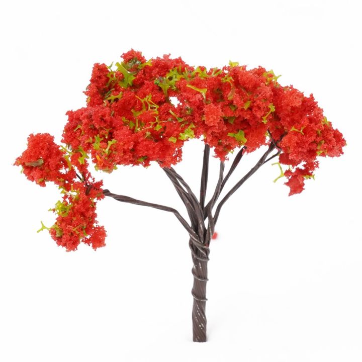 แบบจำลองดอกไม้สีแดง10x-ต้นต้นไม้จำลองรถไฟต้นไม้ประดับสวนขนาด4ซม
