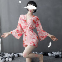 Lingzhimeng sexy lingerie new Japanese printed chiffon corset kimono passion Uniform suit bathrobe BA3K