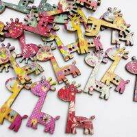 50/100pcs Giraffe Cartoon Retro Printing Wooden Button Handwork Sewing Scrapbooking Clothing Craft Cardmarking DIY 35x25mm WB895