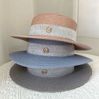 Hats For Women  Panama Straw Hats Summer UV Protection Sun Hat Wide Brim Fedoras Jazz Cap Ladies Simple Round Flat Top Beach Hat