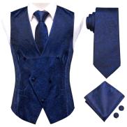 1 Silk Men s Vests And Tie Business Formal Dresses Slim Vest 4PC Necktie