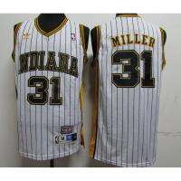 New Men‘S’ NBA Indiana Pacers #31 Reggie Miller White Striped Retro Mesh New Season Basketball Jerseys Jersey