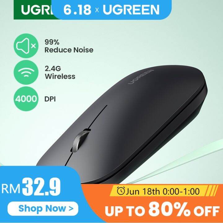 UGREEN Wireless Silent Mouse 4000 DPI For Computer Laptop PC Mice