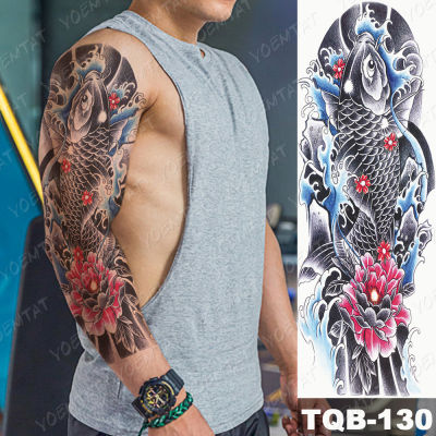 【cw】Large Size Waterproof Temporary Tattoo Stickers Prajna Demon Koi Dragon Flash Tatoo Man Body Art Transferable Fake Sleeve Tatto ！