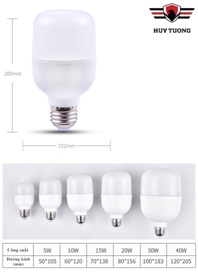Bóng led bulb led trụ nhựa siêu sáng ánh sáng trắng  5w - 10w - 15w - 20w - ảnh sản phẩm 6