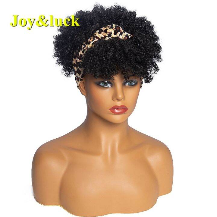 วิกผมคาดศีรษะสีดำสั้น-afro-kinky-curly-กับ-bangs-วิกผมผู้หญิงคุณภาพดีเส้นใยสังเคราะห์อุณหภูมิสูงผม