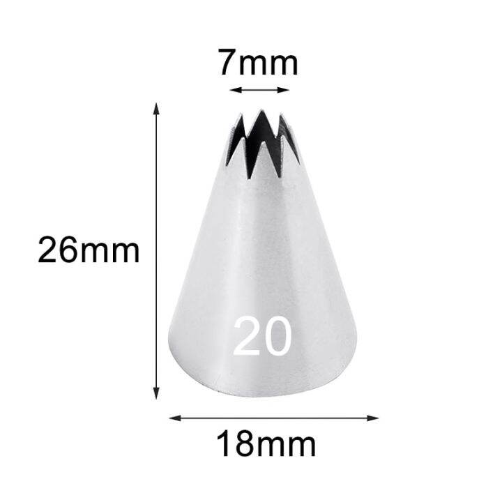 hmzcn-20ไอซิ่งหัวฉีดท่อเคล็ดลับสแตนเลสเค้กครีมเคล็ดลับการตกแต่งไอซิ่งท่อขนมเคล็ดลับเครื่องมือภาชนะขนาดเล็ก