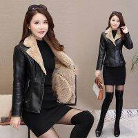 ○✢❐ New Short Leather Coat Womens Thickened Plushed Warm and Fur All