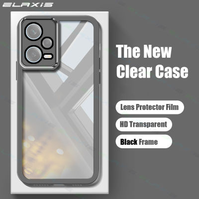 เคสโทรศัพท์ป้องกันกล้อง ELAXIS พร้อมเลนส์ฟิล์มป้องกันสำหรับ Redmi Note 12 Pro 5G ปลอกใสเคสกันกระแทกมือถือนิ่ม