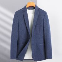 ZZOOI Mens Slim Fit  Blazer 2021 New Spring and Autumn Men Thin Fashion Classic Elasticity Knitting  Smart Casual Male  Formal Jacket