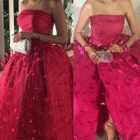 【HOT】☾ Prom Fashion Strapless Gown Quinceanera Dresses with Slit Ruched Taffeta Formal Evening Gowns ドレス パーティー abiye elbise