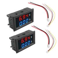 2Pcs Digital Voltmeter Ammeter DC 100V 10A Amp Voltage Current Meter Tester Blue + Red Dual LED Display Panel With Connect Wires