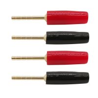 4Pcs Gold Plated Straight Pin 2mm Banana Plug Adapter 2 mm Banana Terminals Audio Speaker Plugs Wiring Connector Black amp; Red