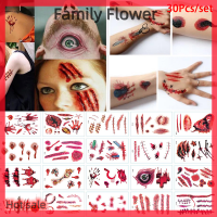 Family Flower Flash Sale สติกเกอร์รอยสักวันฮาโลวีน30แผ่นรอยสักชั่วคราวแวมไพร์เลือดแผลเป็นคอสเพลย์