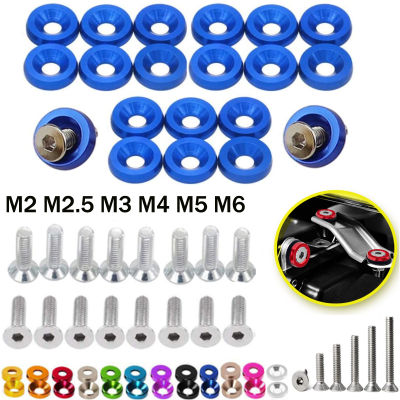 10pcs Car Modified Hex Fasteners Fender Washer Bumper Engine Concave Screws Aluminum Fender Washers and M2-M6 Bolt for Honda