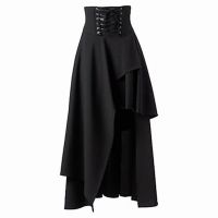 COD ✱ qafh47 Woman Fashion Casual Black Gothic Lolita Strap Skirt Lady Lace-up High Waist Skirts