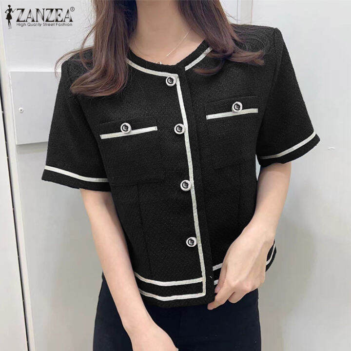 สินค้ามาใหม่-จัดส่งฟรี-fancystyle-zanzea-สไตล์เกาหลีของผู้หญิงเสื้อเสื้อสีคมชัดติดกระดุมแฟชั่นเสื้อยืดคอกลม-10