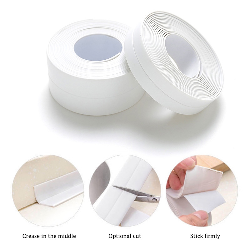 {Deli tape} 1Roll Waterproof Mold Proof Adaptive Tape Durable Use PVC Material Kitchen Bathroom Wall Sticker Sink Edge Sealing Gadgets