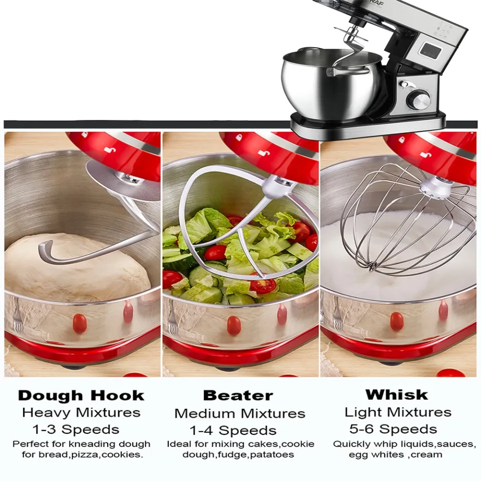 12L Stand Mixer Kitchen Aid Food Blender Cream Whisk Cake Dough Mixers With  Bowl Stainless Steel