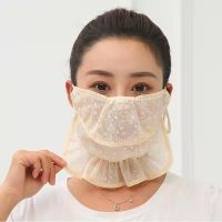 Ice silk mask female summer sun block uv light anti le ventilation openings is prevented bask in the mask ear printing of paragraph