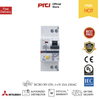 Mitsubishi RCBO BV-DN 2P 25A มิตซูบิชิเบรกเกอร์ป้องกันไฟดูดไฟรั่ว แบบมีอุปกรณ์ป้องกันกระแสเกิน 2 โพล