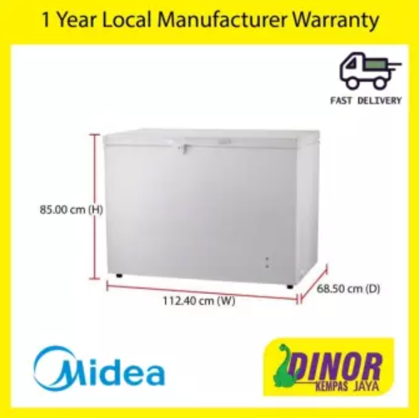 [OWN LORRY DELIVERY with Free unbox and Disposal ] MIDEA Chest Freezer 390L WD300W Lazada