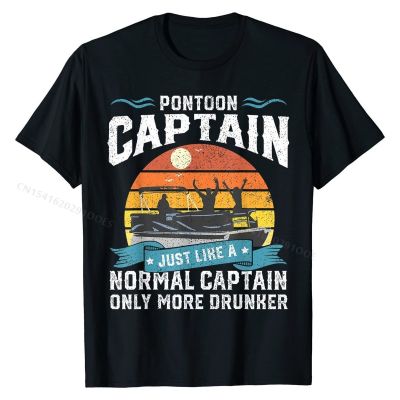 Funny Pontoon Captain Boat Lake Boating Beer Gift For Dad T-Shirt Cotton Cool Tops Shirts Funky Mens T Shirt Normal