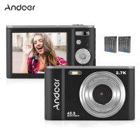 Andoer 48MP 2.7K กล้องดิจิตอล2.88นิ้วหน้าจอ IPS 16X Zoom AF Self-Timer Detection Anti-Shaking พร้อมแบตเตอรี่2ชิ้น