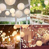 36 Pcs Paper Lanterns Mixed Size White Round Lamp Shade Floral Wedding Party DIY Crafts Decoration Supplies with LED Lights