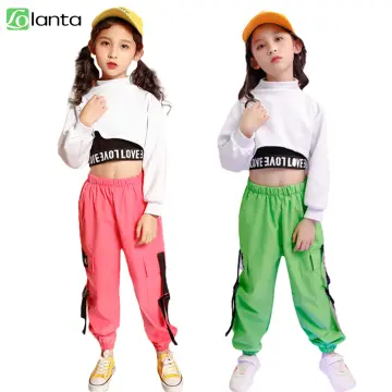 Girls Hip Hop Sweatshirt Kids Crop Top Clothes Sets Child Streetwear Sport  Jogger Pant Outfits Teens Jazz Street Dance Sportwear 
