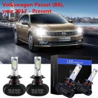 1คู่ LED ไฟหน้ารถ8000LM Auto ไฟหน้ารถมอเตอร์ไซค์แบบ LED H7สำหรับ Volkswagen Passat (B8) ปี2017-ปัจจุบันอุปกรณ์เสริม